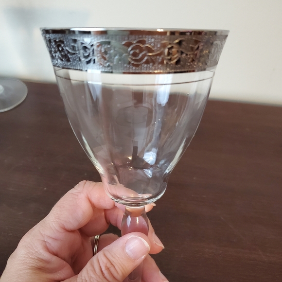 Glastonbury-Lotus Platinum Water Goblet Glasses 7 1/2" Vintage Glows ~ Set Of 4 - Picture 9 of 12